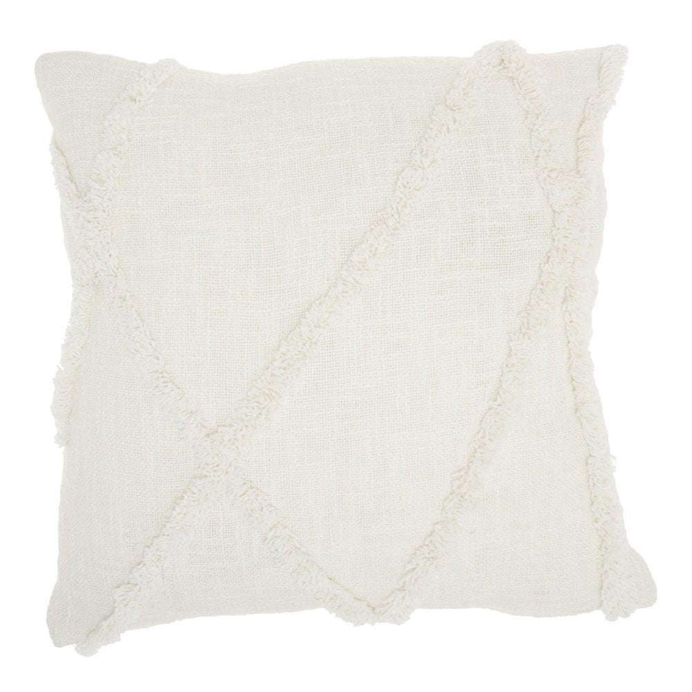 Boho Chic White Textured Lines Throw Pillow — view 5
