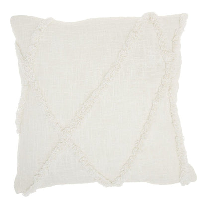 Boho Chic White Textured Lines Throw Pillow