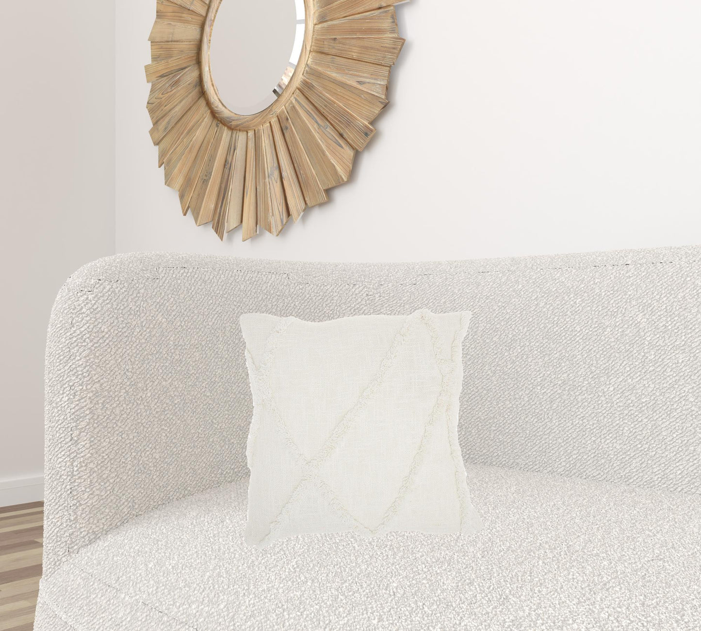 Boho Chic White Textured Lines Throw Pillow