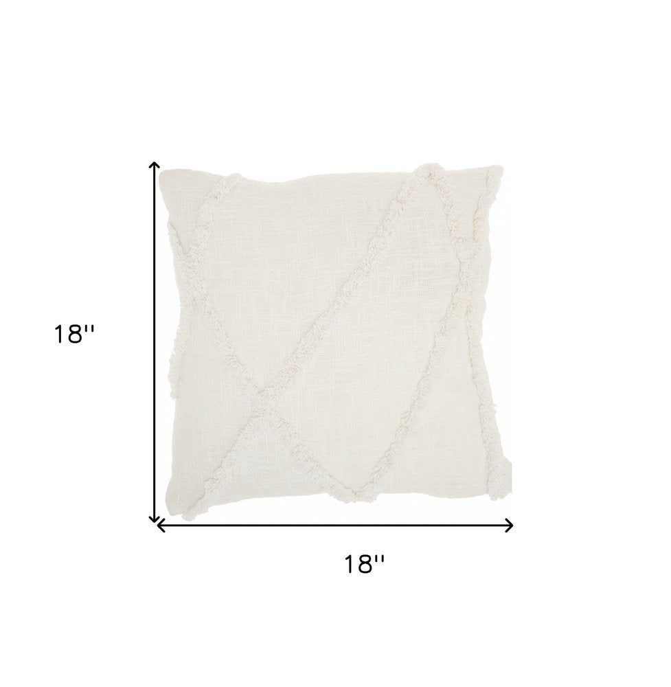Boho Chic White Textured Lines Throw Pillow — view 1