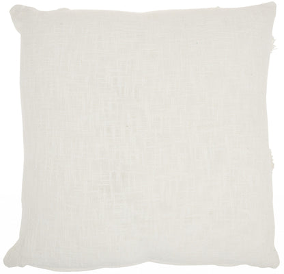 White Abstract  Shaggy Detail Throw Pillow