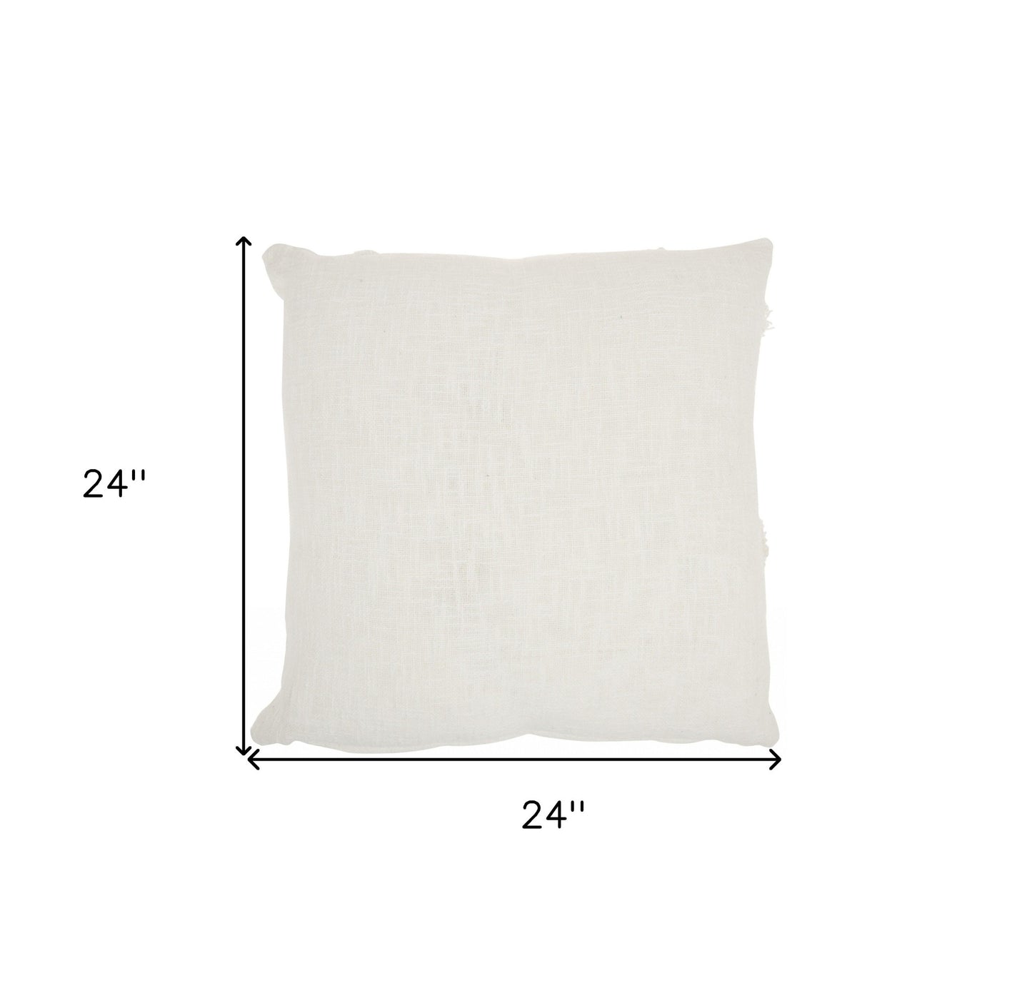 White Abstract  Shaggy Detail Throw Pillow