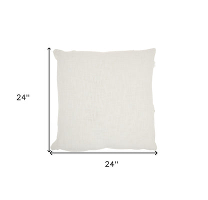 White Abstract  Shaggy Detail Throw Pillow