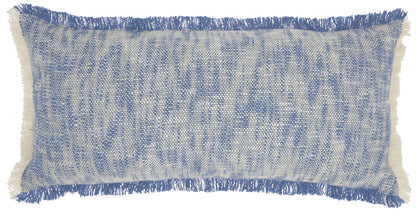 Blue And White Woven Heathered Lumbar Throw Pillow