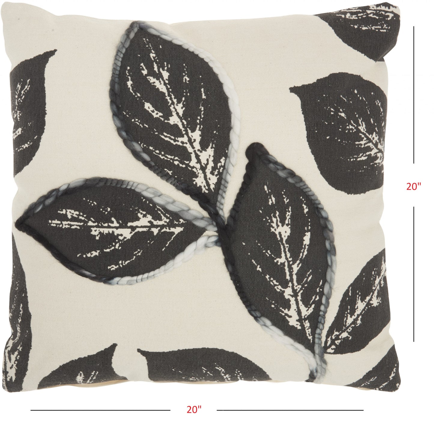 Floral Handcrafted Charcoal Accent Throw Pillow