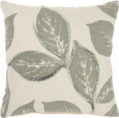 Floral Handcrafted Sage Accent Throw Pillow