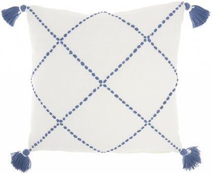 Boho Blue Cotton Accent Throw Pillow