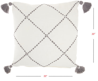 Boho Grey Cotton Accent Throw Pillow