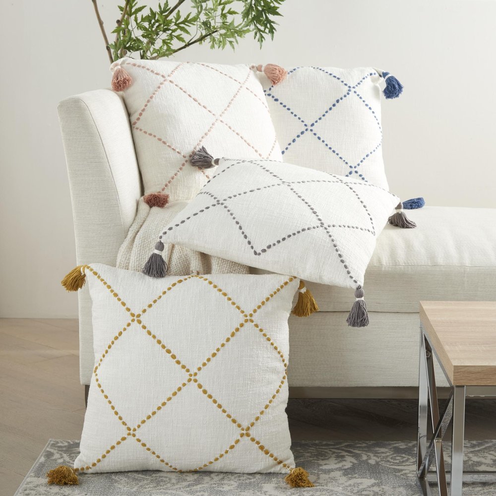 Boho Mustard Cotton Accent Throw Pillow