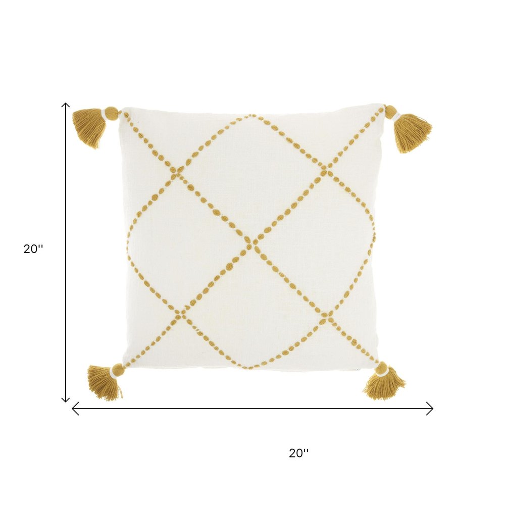 Boho Mustard Cotton Accent Throw Pillow — view 7