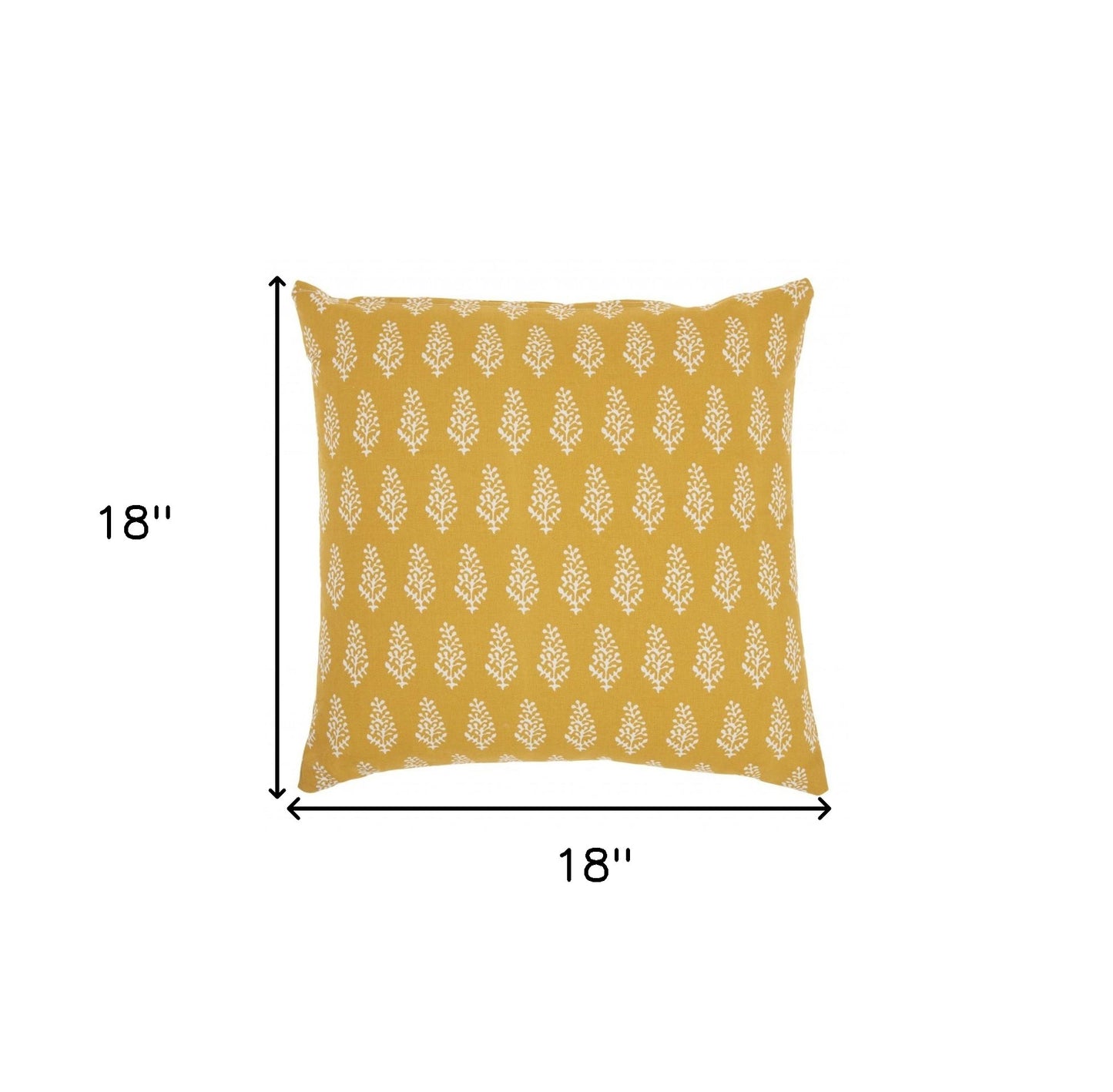 18" Yellow And White Coral Reef Pattern Throw Pillow