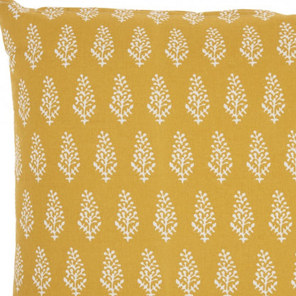 18" Yellow And White Coral Reef Pattern Throw Pillow