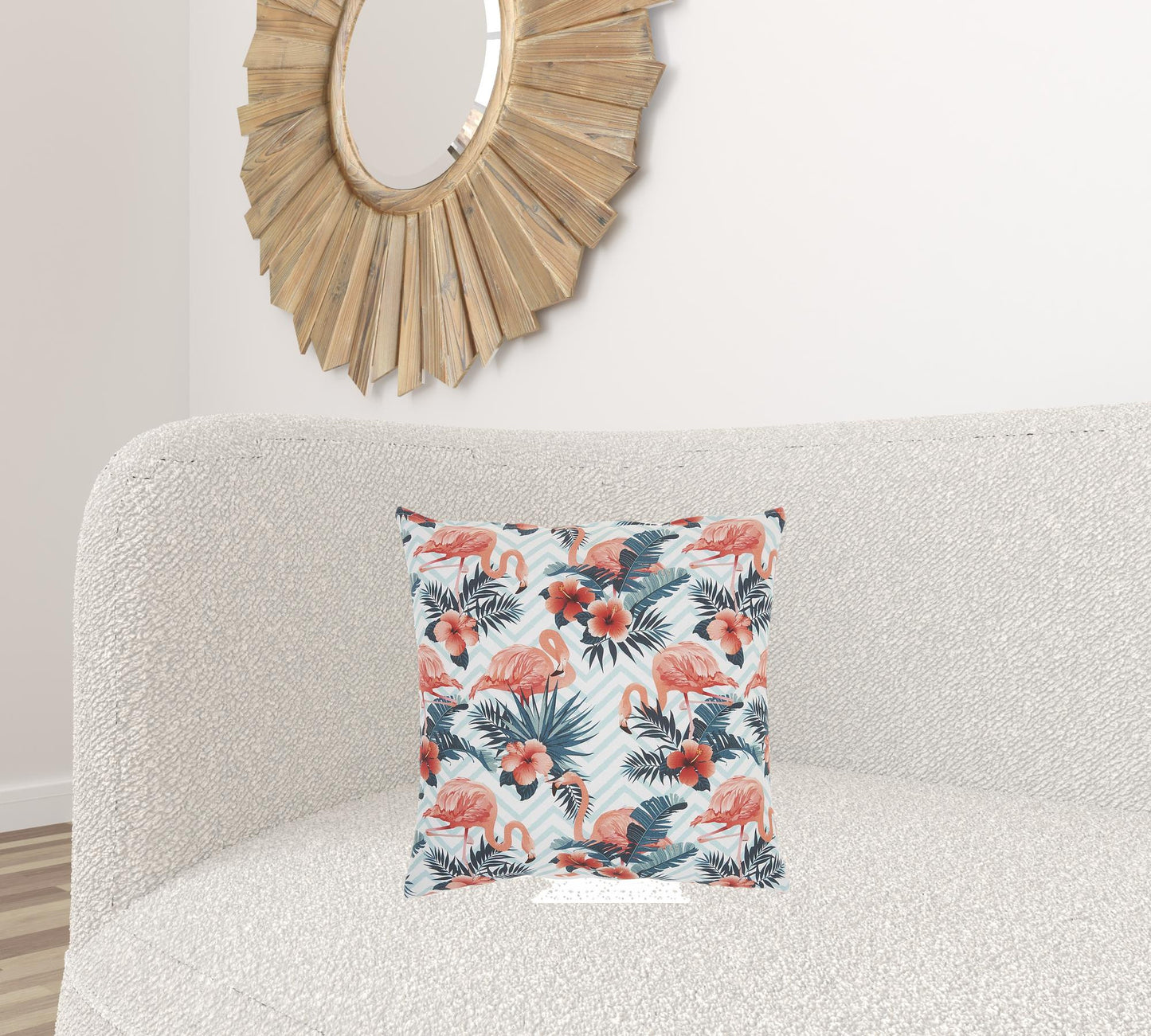 Pink Flamingo Chevron Throw Pillow