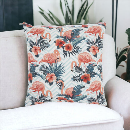 Pink Flamingo Chevron Throw Pillow FurniFindUSA