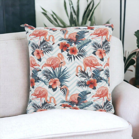 Pink Flamingo Chevron Throw Pillow FurniFindUSA