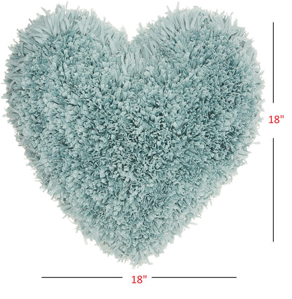 Heart Shaped Celadon Shag Accent Pillow