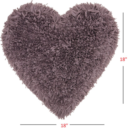 Heart Shaped Lavendar Shag Accent Pillow