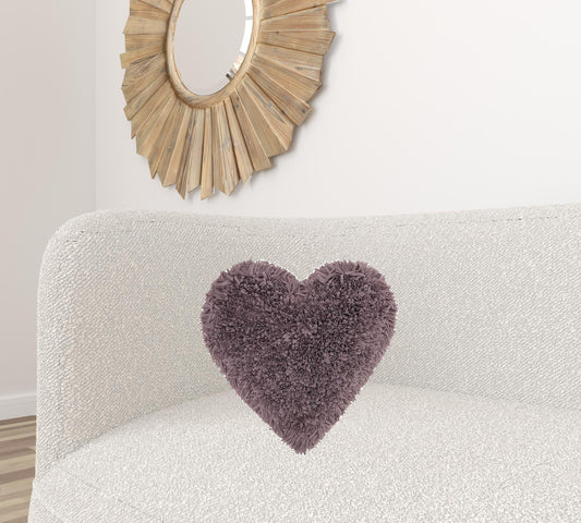 Heart Shaped Lavendar Shag Accent Pillow FurniFindUSA