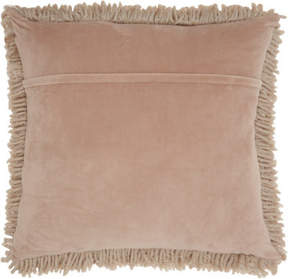 Fluffy Beige Shag Accent Throw Pillow