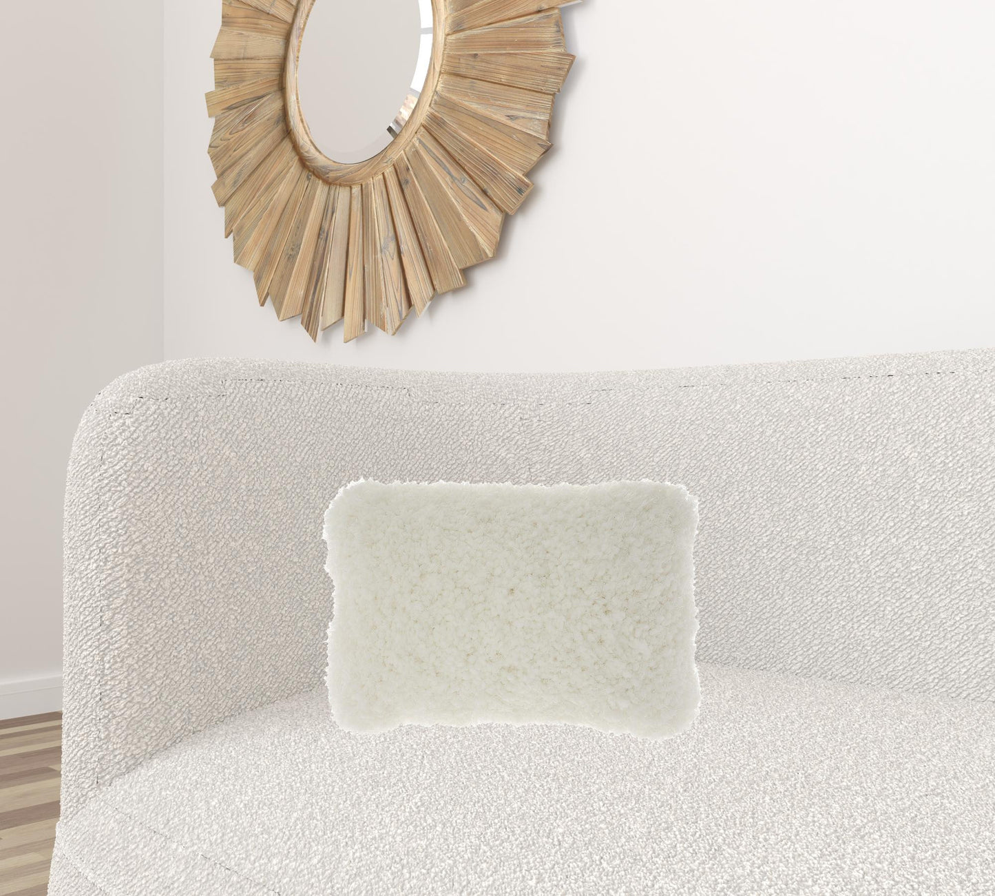 White Knubby Plush Lumbar Throw Pillow