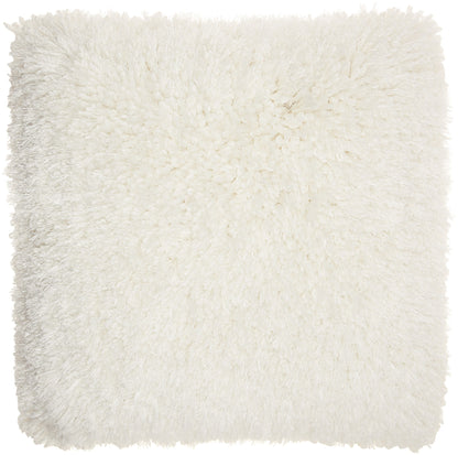 Fluffy White Shag Accent Throw Pillow