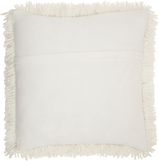 Fluffy White Shag Accent Throw Pillow