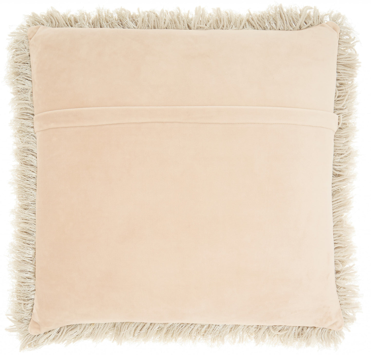 Plush Beige Shag Accent Throw Pillow