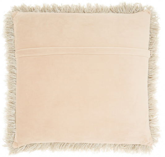 Plush Beige Shag Accent Throw Pillow