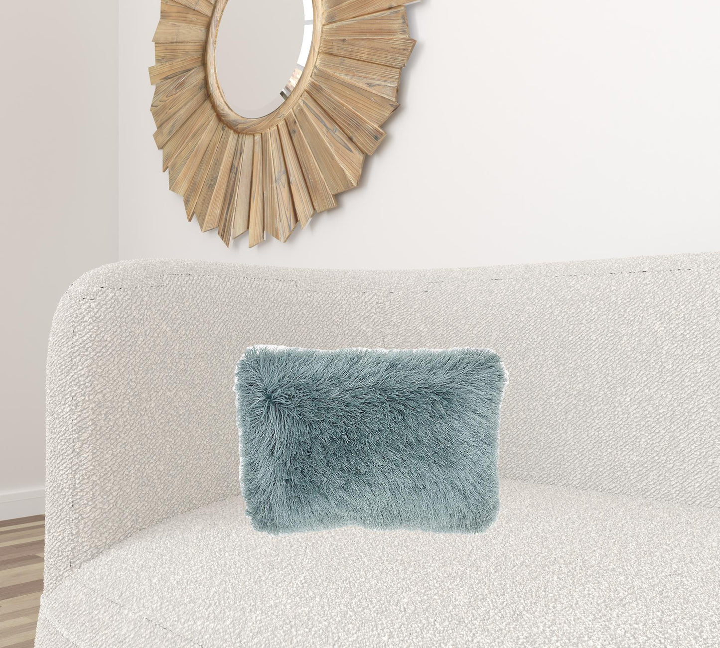 Pale Teal Super Shaggy Throw Pillow