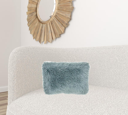 Pale Teal Super Shaggy Throw Pillow