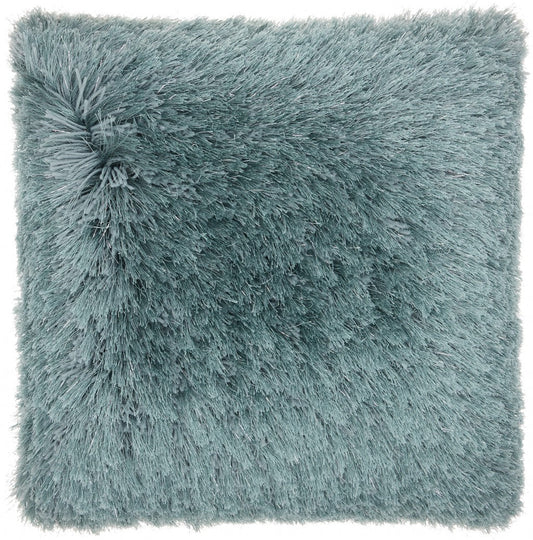 20" Green Metallic Yarn Super Shag Throw Pillow FurniFindUSA