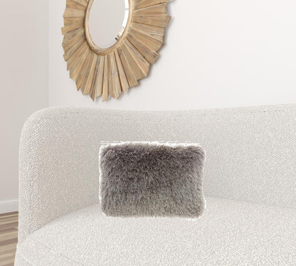 Slate Gray Super Shaggy Throw Pillow