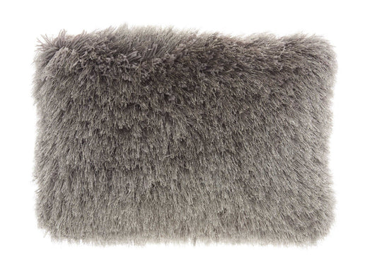 14" X 20" Slate Gray Faux Fur Throw Pillow FurniFindUSA