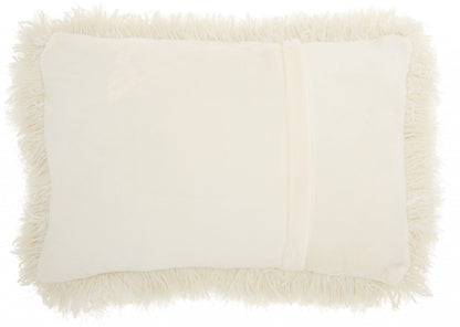 Cream Super Shaggy Throw Pillow