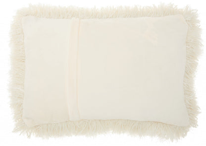 Cream Super Shaggy Throw Pillow