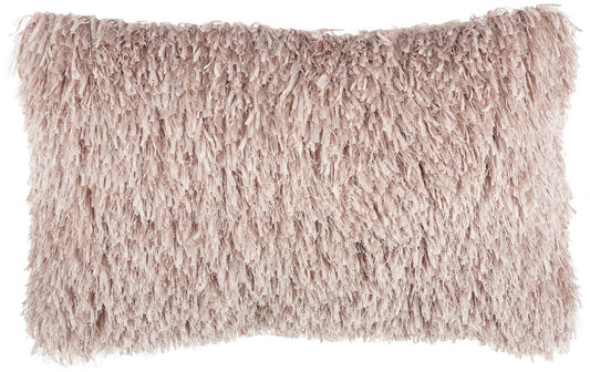 Long Blush Pink Shag Throw Pillow