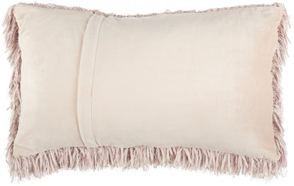 Long Blush Pink Shag Throw Pillow