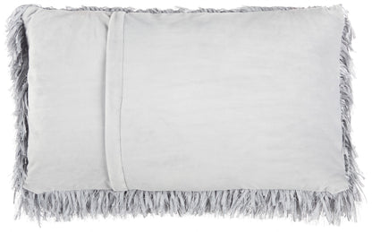 Long Grey Shag Throw Pillow