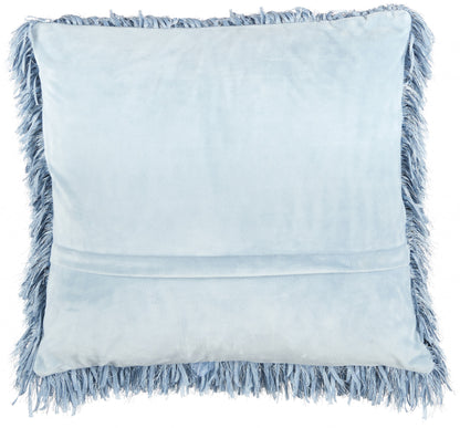 Square Ocean Blue Shag Throw Pillow