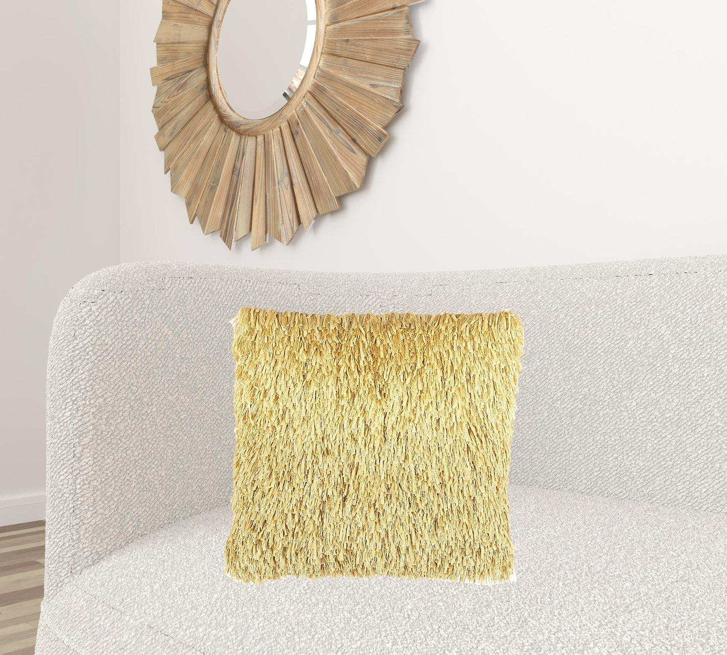 Square Yellow Shag Throw Pillow FurniFindUSA