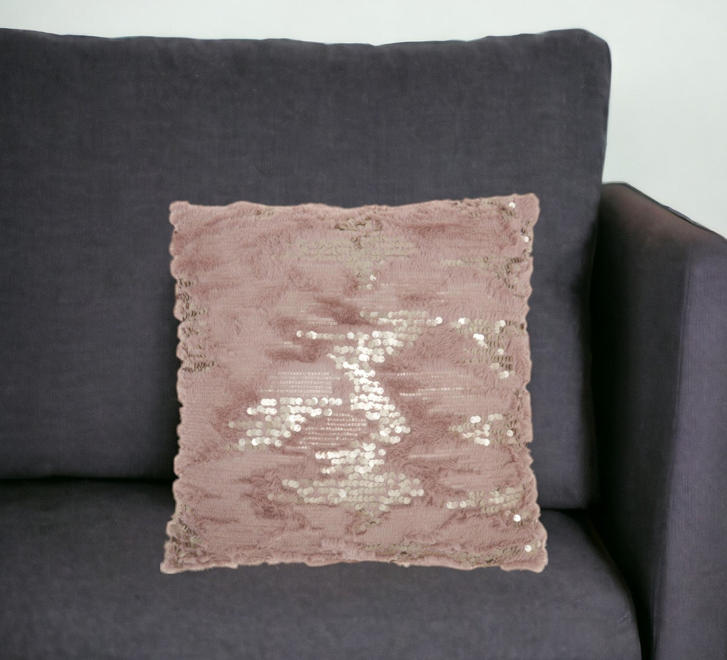 20" Sequined Blush Abstract Throw Pillow FurniFindUSA