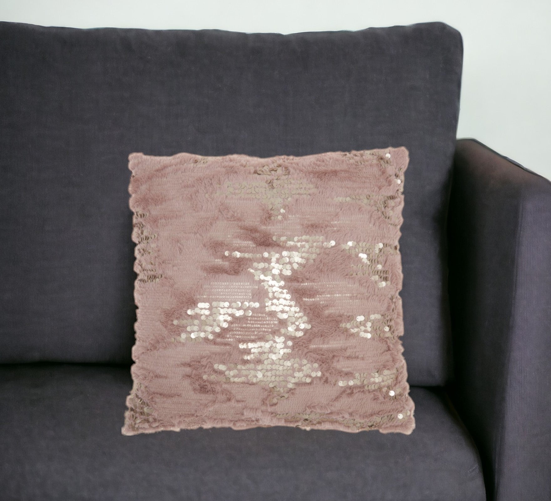 20" Sequined Blush Abstract Throw Pillow FurniFindUSA