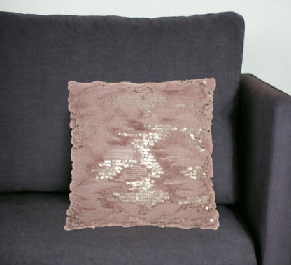 20" Sequined Blush Abstract Throw Pillow FurniFindUSA
