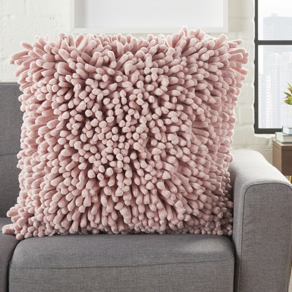 20" Pale Pink Soft Nubby Shag Throw Pillow