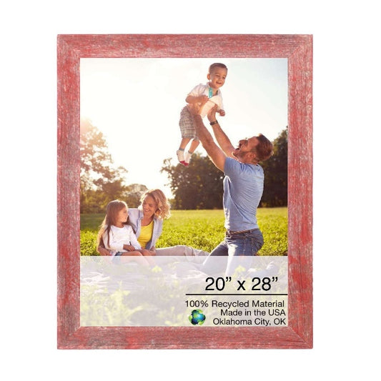 20" X 28" Rustic Farmhouse Red Wood Frame