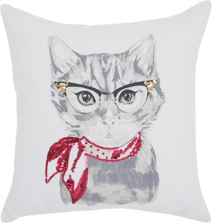 18" Red and White Cotton Throw Pillow FurniFindUSA