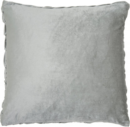 Pale Gray Pleated Velvet Throw Pillow