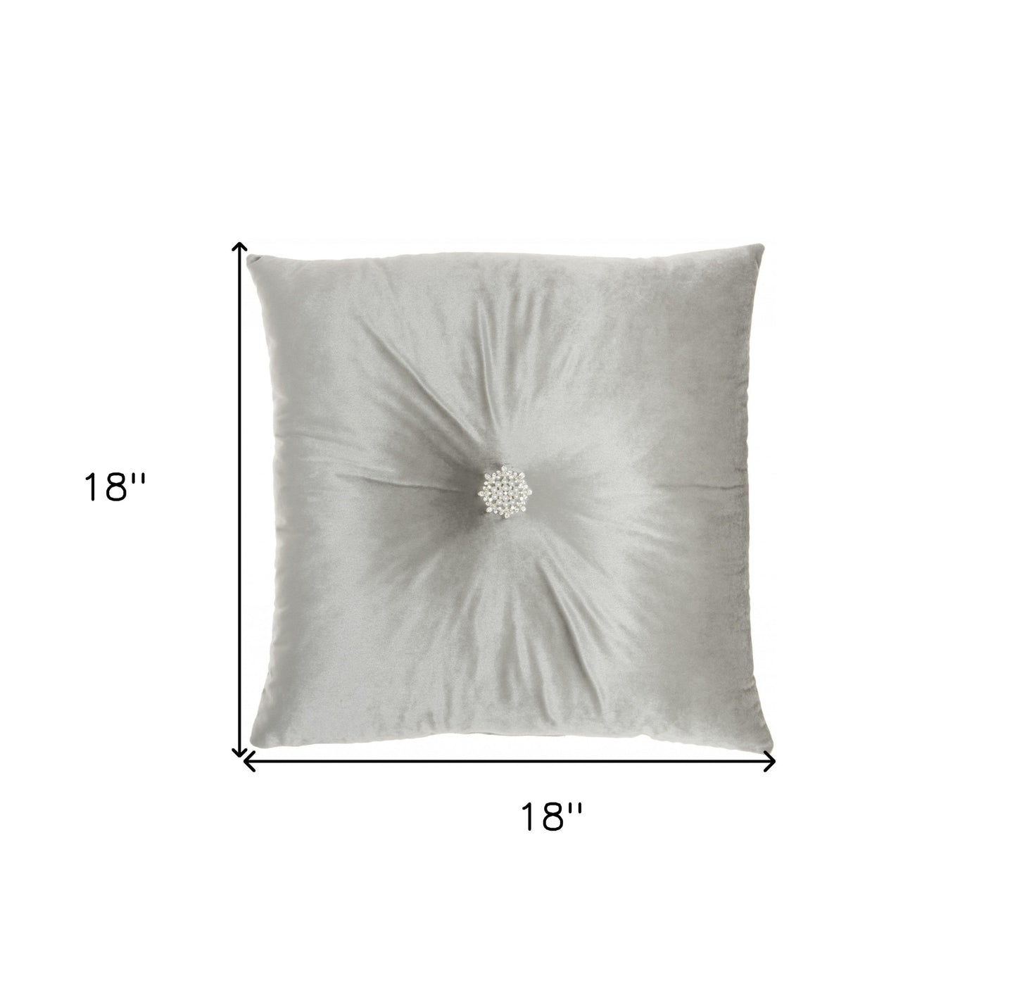 Light Gray Center Beaded Tuft Throw Pillow