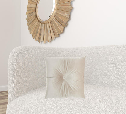 Off White Center Beaded Tuft Throw Pillow