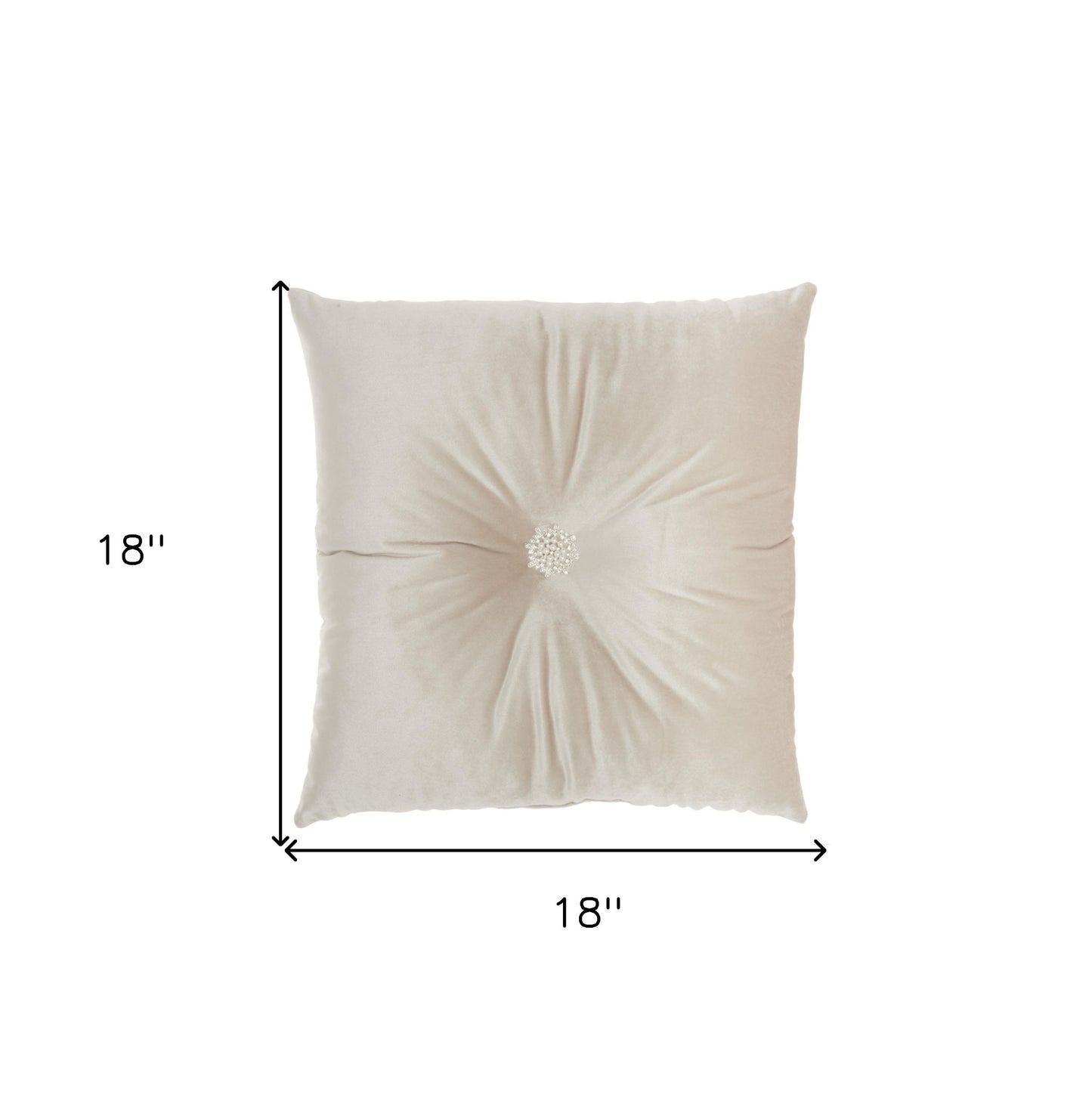 Off White Center Beaded Tuft Throw Pillow